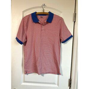 Free Assembly Polo Shirt Men Small Red Striped Contrast‎ Collar Cotton Short Slv
